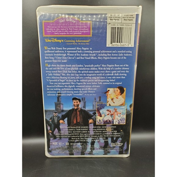 Mary Poppins VHS 1997 Clamshell Walt Disney Masterpiece Collection FullyRestored - Picture 2 of 5
